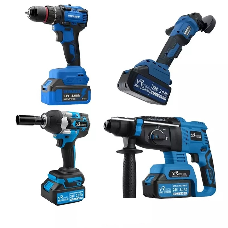 کیت شارژی براشلس ۴ عددی ویوارکس VR2404-BCK شامل دریل، بکس، مینی‌فرز و بتن‌کن