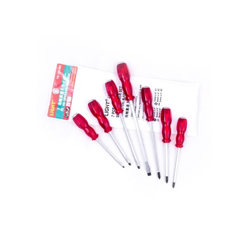 پیچ گوشتی کیفی ضربه خور ۷ پارچه قرمز لایت مدل TK-700-MO مناسب تعمیرات صنعتی | ابزار 3