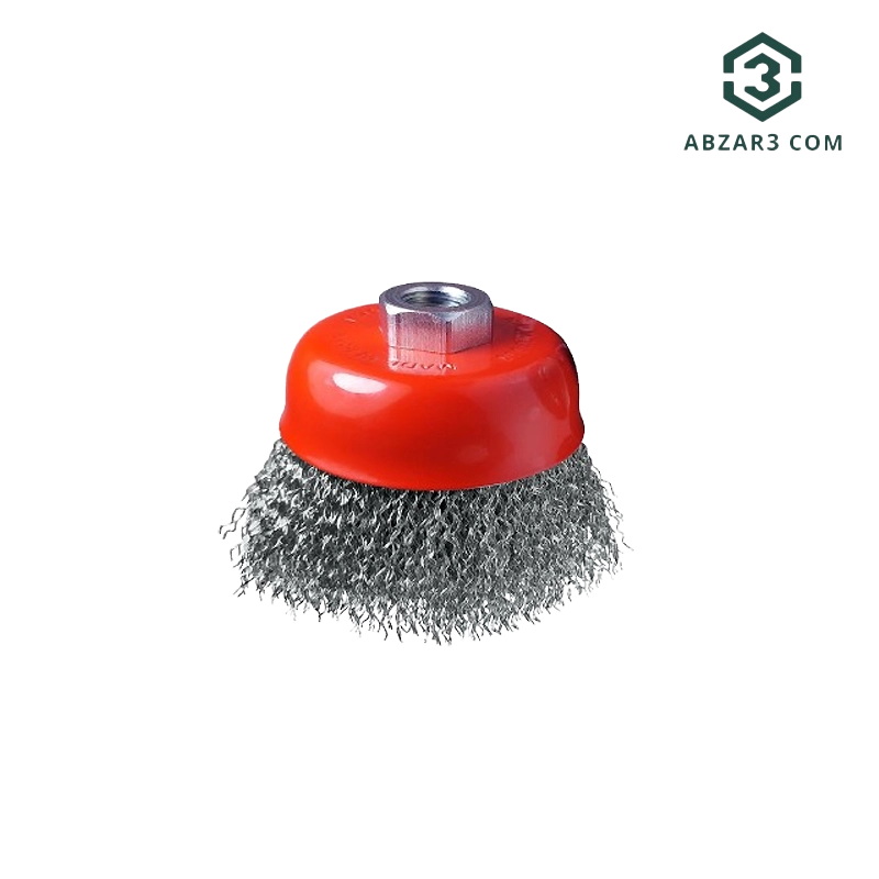 تصویر  برس کاسه ای بدون طوقه افشان 70 یال 28 مرکز مهره سایز 14×2 میلی‌متر